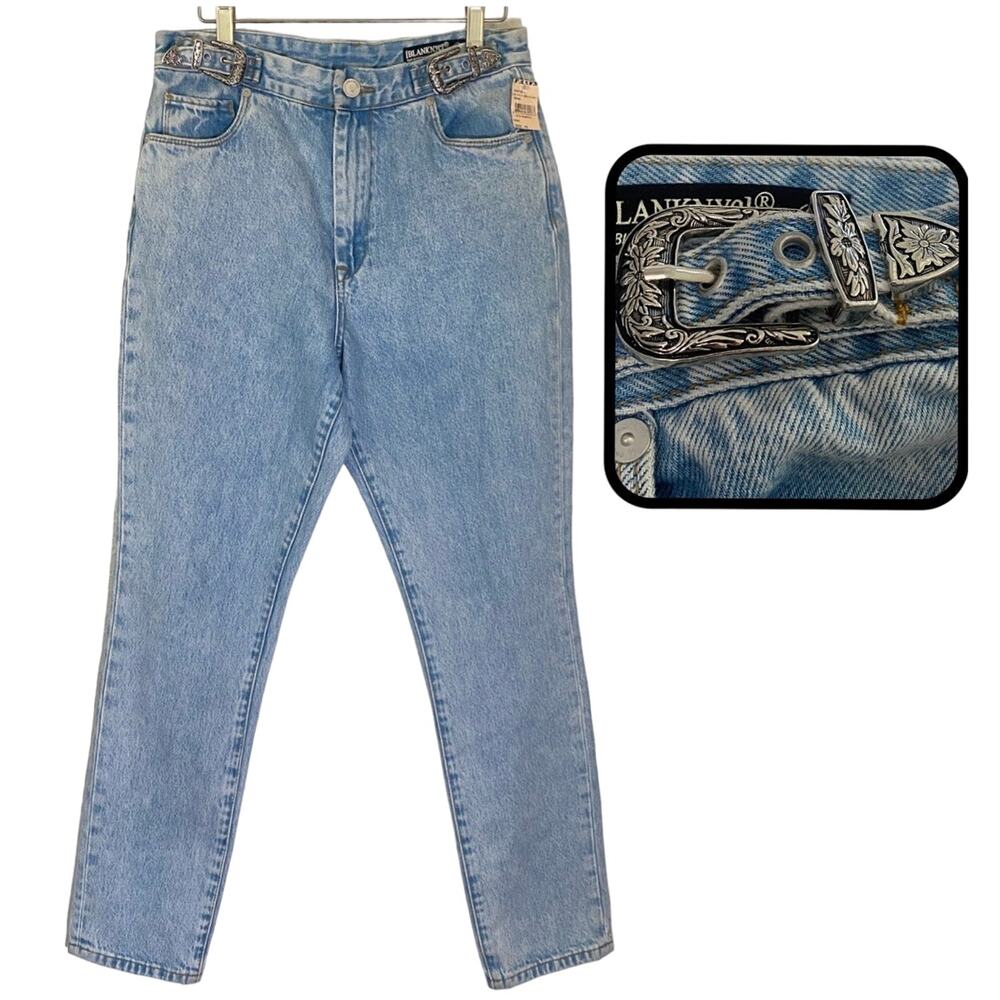 Blank NYC The Bleecker Ultra High Rise Buckle Straight Leg Blue Jeans 28 western